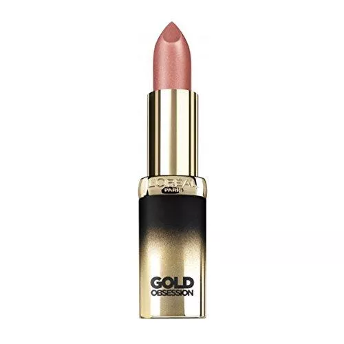 L'Oreal Paris Accessoires L'Oreal Paris Lippenstift Make-Up Color Riche Gold Obsession mit Gold-Effekt Glitzer Glitter Lipstick, 36 Nude Gold