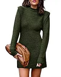 Supersun Freizeit Damen Sweater Dress Solid Color Round Neck Long Sleeve Autumn Winter