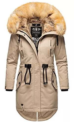 Navahoo Mäntel Navahoo warme Damen Winter Jacke lang Kunstfell Winterjacke Parka Mantel B660