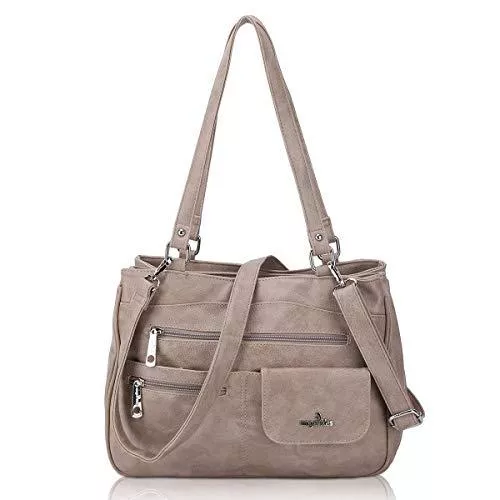 Angel Kiss Taschen & Rucksäcke Angel Kiss Tasche Leder Damenhandtasche Schultertasche Handtaschen Wasserdicht Tragetasche Multifunktionale Henkeltasche Umhängetasche Groß für Arbeit Schule Shopper Reise Aprikose