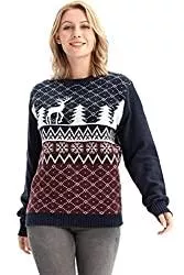 U LOOK UGLY TODAY Pullover & Strickmode Unisex Damen Herren Hässlicher Weihnachtspullover lustig Chunky Fair Isle Gestrickter Festlicher Pullover Ugly Christmas Sweater für Party