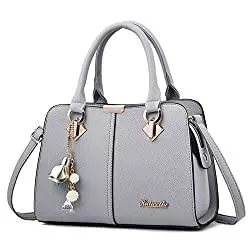 FORRICA Taschen & Rucksäcke FORRICA Handtaschen Damen Mode Schultertasche Frauen Umhängetasche Shopper Tasche PU Leder Henkeltasche mit Schön Anhänger Grau