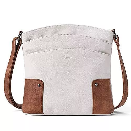 CLUCI Taschen & Rucksäcke CLUCI Umhängetasche Damen Klein Crossbody Clutch Handytasche mit Geldbörse Beige mit Braun