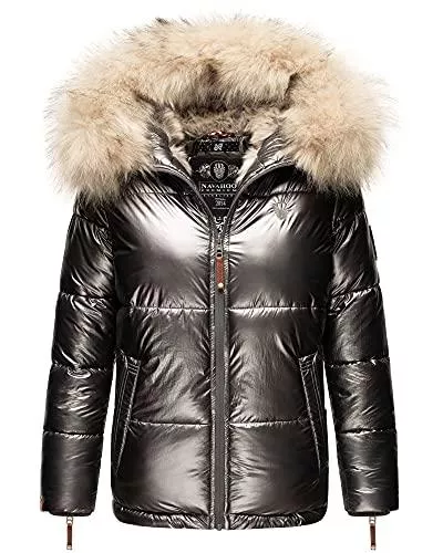 Navahoo Jacken Navahoo Damen Winter Jacke Stepp Kurz Mantel Stepp Parka Kunstfell Kapuze TIKUNAA XS - L