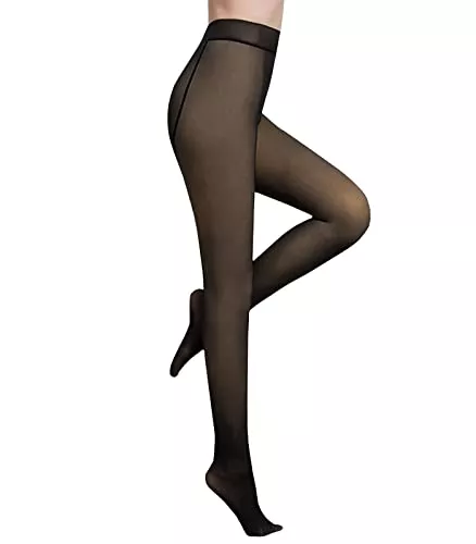 Aurueda Socken & Strümpfe Aurueda Damen Dicker Thermo Strumpfhose Gefütterte Winter Warme Plüschstrümpfe Durchscheinend Fleece Leggings Schwarze