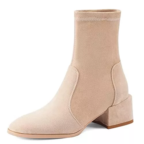 Bviennic Stiefel Bviennic Damen Ohne Verschluss Stiefeletten Blockabsatz