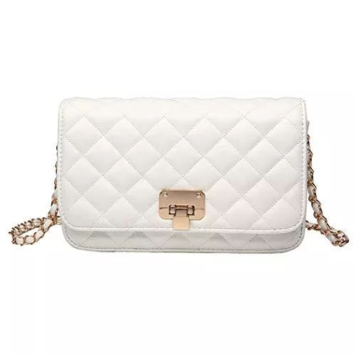 Atheba Taschen & Rucksäcke Damen Leder Schultertasche Mode Clutch Handtasche gesteppt Designer Crossbody Tasche mit Kettenriemen