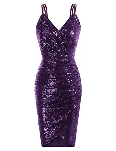GRACE KARIN Cocktail GRACE KARIN Damen Midi Bodycon Perlen Retro Kleider Rockabilly Kleid CL762