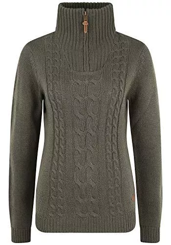 OXMO Pullover & Strickmode OXMO Carry Damen Strickpullover Troyer Grobstrick Pullover mit Stehkragen