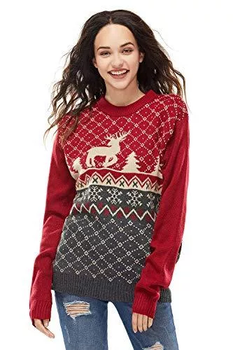 U LOOK UGLY TODAY Pullover & Strickmode Unisex Damen Herren Hässlicher Weihnachtspullover lustig Chunky Fair Isle Gestrickter Festlicher Pullover Ugly Christmas Sweater für Party
