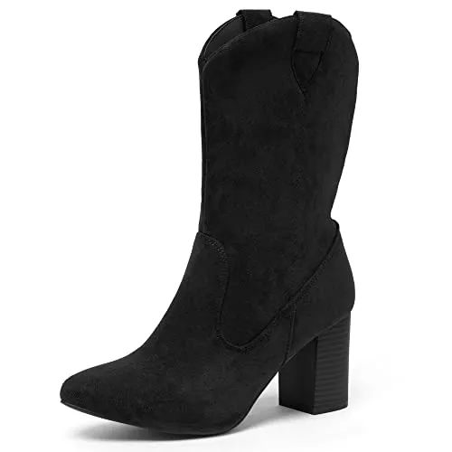 katliu Stiefel katliu Damen Heels Stiefel, Klassische Stiefel mit Blockabsatz Gr.35-41