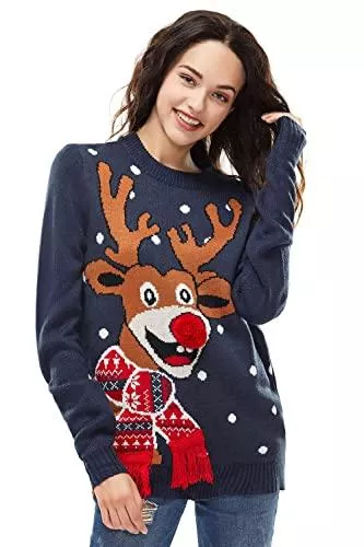 U LOOK UGLY TODAY Pullover & Strickmode Damen Unisex Weihnachtspullover Lustig Hässliche Pulli Strickpullover Yafilthy Animal Ugly Christmas Sweater Weihnachtspulli mit weihnachtlichen Motiven für Herren Damen Weihnachtsparty