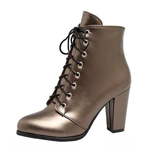 Birdsight Stiefel Birdsight Damen High Heels Stiefeletten Blockabsatz Spitze Ankle Boots mit Schnürung und Reißverschluss 8cm Absatz Chunky Heels Boots