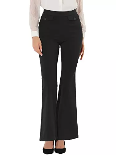 Allegra K Hosen Allegra K Damen Hoher Taille Casual Arbeit Stretch Elegant Schlaghose Hose