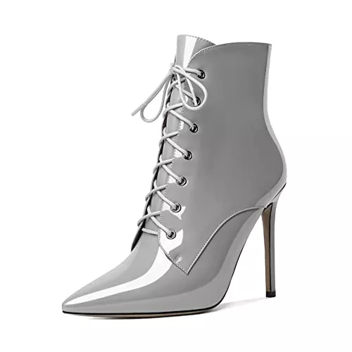 EDEFS Stiefel EDEFS Stiefeletten Damen Klassische Frauen Boots Stiletto Schnürsenkel Spitze Zehenkappe Komfort Herbst Winter Stiefel