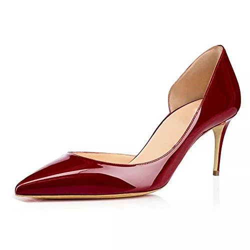 EDEFS High Heels EDEFS Damen Lack Schuhe Cut-Out Pumps Kitten Heels Spitz Pumps