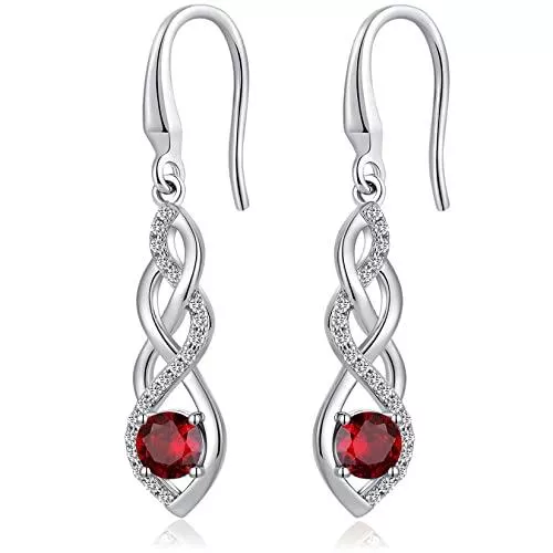 jiamiaoi Schmuck jiamiaoi 18K Weißgold plattiert Brillant Ohrringe Silber 925 Hängend Sterling Silber Ohrringe Unendlichkeit Infinity Ohrringe Lang Hängend Damen Diamant Ohrringe Silber Hängend