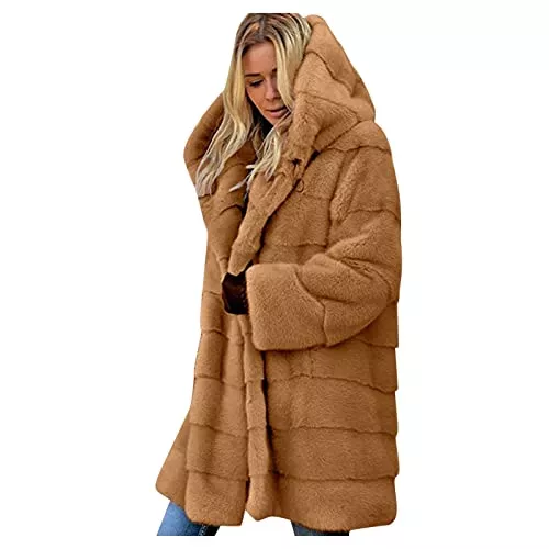 Generic Mäntel Generic Damen Plüschjacke Trenchcoat Wintermantel Winter Female Mantel mit Taschen Wanderjacke Funktionsjacke Outdoor Übergangs Mantel Winterjacke Plüschjacke Fleecejacke