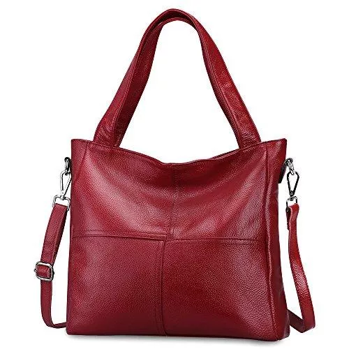 S-ZONE Taschen & Rucksäcke S-ZONE Damen Handtasche Henkeltasche Echtes Weiches Leder Leicht Casual Tote Bag Shopper Einkaufstasche Umhängetasche Schultertasche Geldbeutel