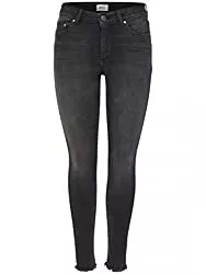 ONLY Jeans ONLY Damen Jeans onlBLUSH Mid ANK Raw Jeans REA1099 - Slim Fit - Schwarz - Black Denim, Größe:M - L 30, Farbe:Black Denim (15157997)