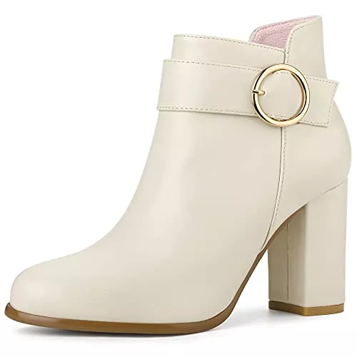 Allegra K Stiefel Allegra K Damen Knöchelhohe Stiefeletten mit runder Zehenpartie und runder Schnalle