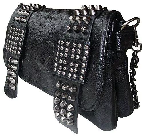 d'Rockabilly Punk Rock Baby Taschen & Rucksäcke Rockabilly Punk Rock Baby Tasche Schwarz Skull Shadwos Nieten Schultertasche Handtasche Bag