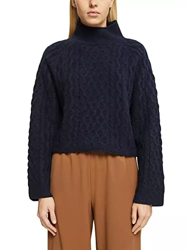 ESPRIT Pullover & Strickmode ESPRIT Cropped-Pullover mit Zopfstrickmuster, Alpaka-Anteil