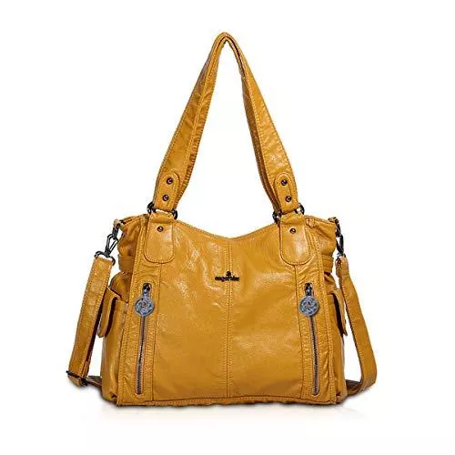 NICOLE &amp; DORIS Taschen & Rucksäcke NICOLE &amp; DORIS Damen Handtaschen Groß Retro Schultertasche Hobo Bag Leder Frauen Umhängetasche Gelb