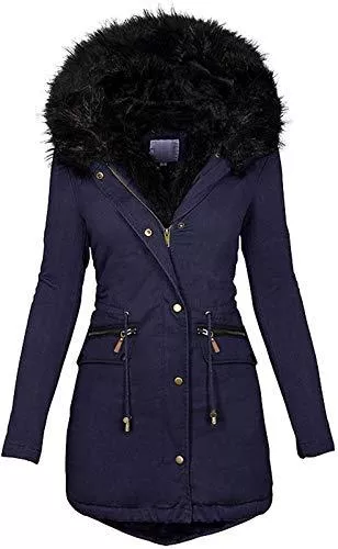 PoJu Mäntel Warme Damen Winter Jacke Winterjacke Parka Stepp Mantel lang