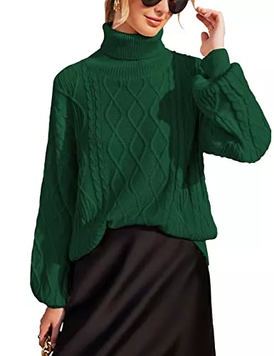 Parabler Pullover & Strickmode Parabler Damen Rollkragenpullover Elegante Strickpullover Langarm Einfarbrig Pullover Lässiges Strickpulli mit Zopfmuster