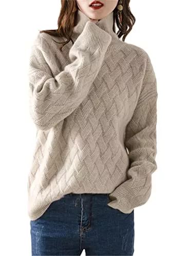 Pokem&amp;Hent Pullover & Strickmode Pokem&amp;Hent Herbst und Winter Oversized Strickpullover Rollkragen Damen Sweater Dicker Kaschmir Pullover