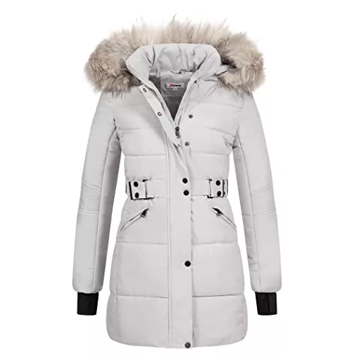 Elara Mäntel Elara Damen Steppjacke Winterjacke Kunstfellkragen Chunkyrayan