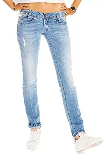 bestyledberlin Jeans be Styled Damenjeans, aus Bio Baumwolle Organic Jeanshose Stretch Hüftjeans im Low Waist geraden Schnitt - Damen - Bio_001