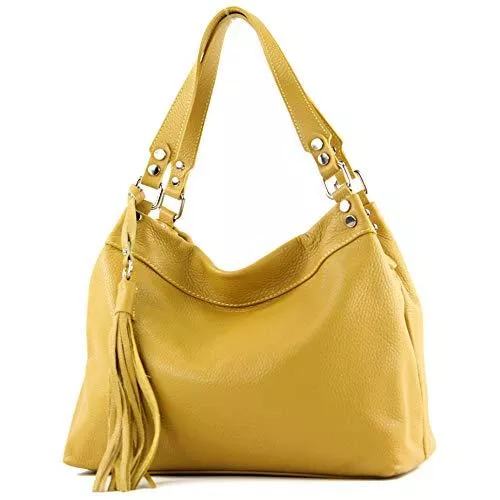 modamoda de Taschen & Rucksäcke modamoda de - T201 - ital. Damen Schultertasche aus Echtleder