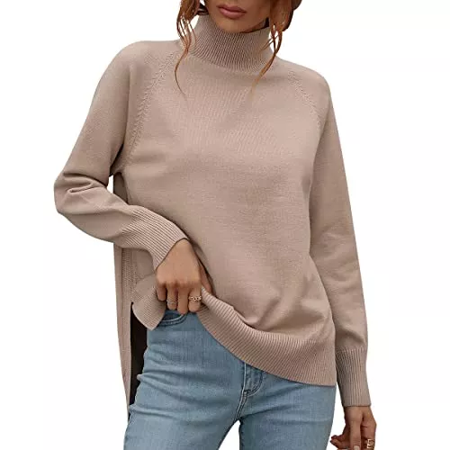 Odizli Pullover & Strickmode Odizli Rollkragenpullover Damen Strickpullover Elegant Langarm Herbst Winter Warm Sweater Stehkragen Pullover