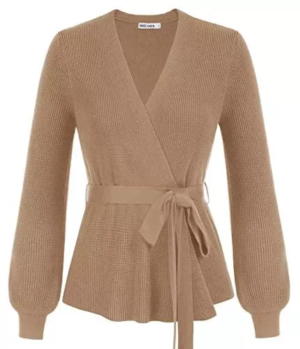 GRACE KARIN Strickjacken GRACE KARIN Damen Strickjacke Hohles Muster Cardigan mit Gürtel CL1237