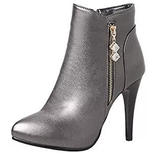 Diuniarza Stiefel Diuniarza Damen Stiletto Stiefeletten, Anzugstiefel Elegant Zip Kurzschaft Stiefel Höhe Ferse Pointed Toe Glitzersteine, Gr 33-52