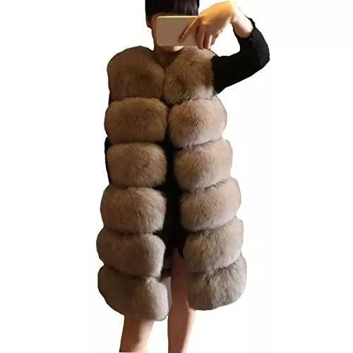DorkasDE Westen DorkasDE Damen Pelz Weste Jacke Kunstpelz Weste Warm Ärmellos Winterjacke Felljacke