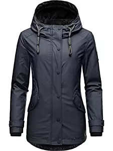 Navahoo Jacken Navahoo Damen Regen Jacke Outdoor Regenmantel Kurzmantel Teddy gefüttert wasserdicht mit Kapuze Lindraa XS-3XL