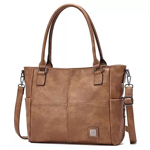 JANZORE Taschen & Rucksäcke JANZORE Handtasche Damen Taschen Umhängetasche Groß Crossbody Bag Schultertasche Vintage Mit FäChern Multi Pochette Elegant Retro Soft Pu Vleder Tasche für Work BüRo Schule Shopper