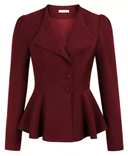 Belle Poque Blazer Belle Poque Jacke Damen Mittelalter Langarm Reverskragen mit Rüschensaum Mantel Anzug Vintage