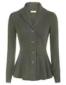 Belle Poque Strickjacken Belle Poque Damen Strickjacke Langarm Reverskragen Cardigan mit Rüschensaum Casual Strickmantel