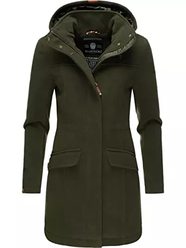 MARIKOO Mäntel MARIKOO Damen Warmer Winter Wollmantel mit Kapuze Leilaniaa XS-XXL