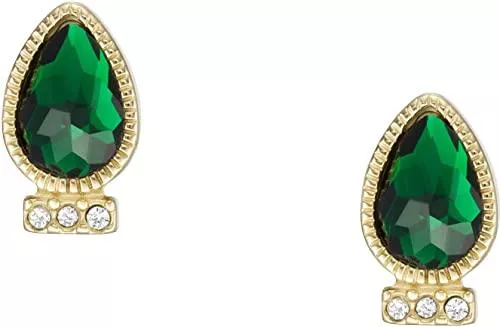 Fossil Schmuck Fossil Damenohrstecker Sadie Festive Shine Bright Glasstein grün, JF04165710