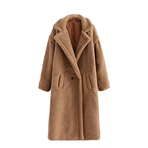 ORANDESIGNE Mäntel ORANDESIGNE Damen Mantel Plüschjacke Frau Wintermantel Fleecejacke Warm Cardigan mit Taschen Winterjacke XS