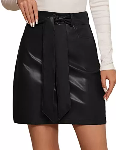 LIUMILAC Röcke LIUMILAC Damen Elegant Rock Hohe Taile Rock PU Mini Rock Bodycon Bleistiftrock Party Rock