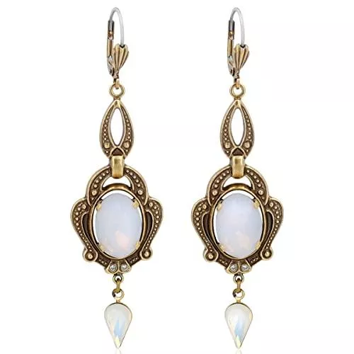 Nobel Schmuck Jugendstil Ohrringe Gold Viele Farben mit Markenkristallen NOBEL SCHMUCK