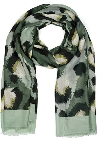styleBREAKER Schals & Tücher styleBREAKER Damen Schal mit Abstraktem Oversize Leo Print und kurzen Fransen, leichtes Tuch, Stola 01016207