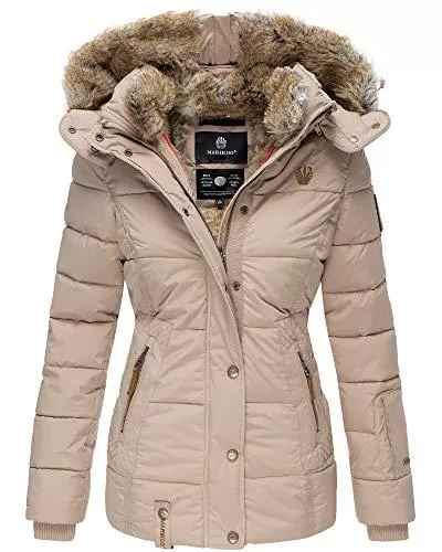 MARIKOO Jacken & Westen MARIKOO Damen Winter Jacke Stepp Jacke Kunst-Fellkragen Warm gefüttert NKO167