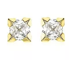Carissima Gold Schmuck Carissima Gold Women's 9ct Yellow Gold 3mm Square Cubic Zirconia Stud Earrings
